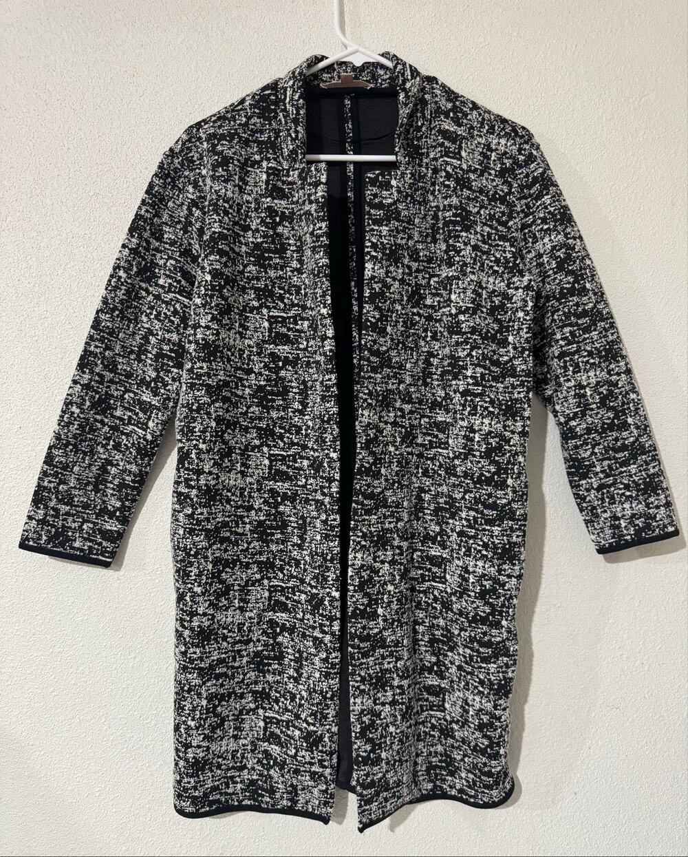 Philosophy Republic Clothing Women's Small Black White Space Dye Duster Cardigan